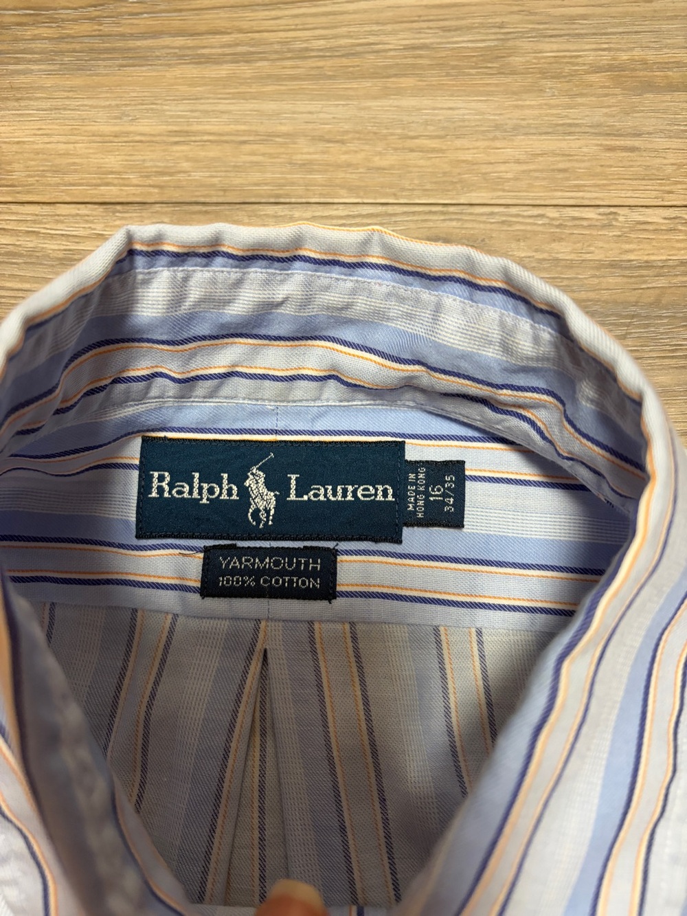 Vintage Ralph Lauren Yarmouth Stripe Oxford Shirt 16 34/35 Large Cotton - Picture 5 of 5